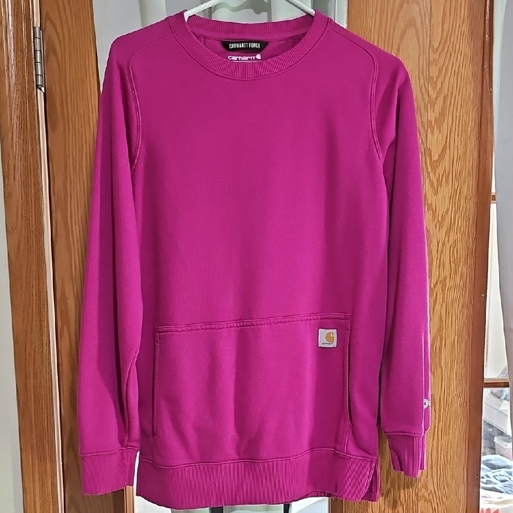 Carhartt Women's Force Relaxed Fit Lightweight Sweatshirt. Fuschia/Magenta. XS